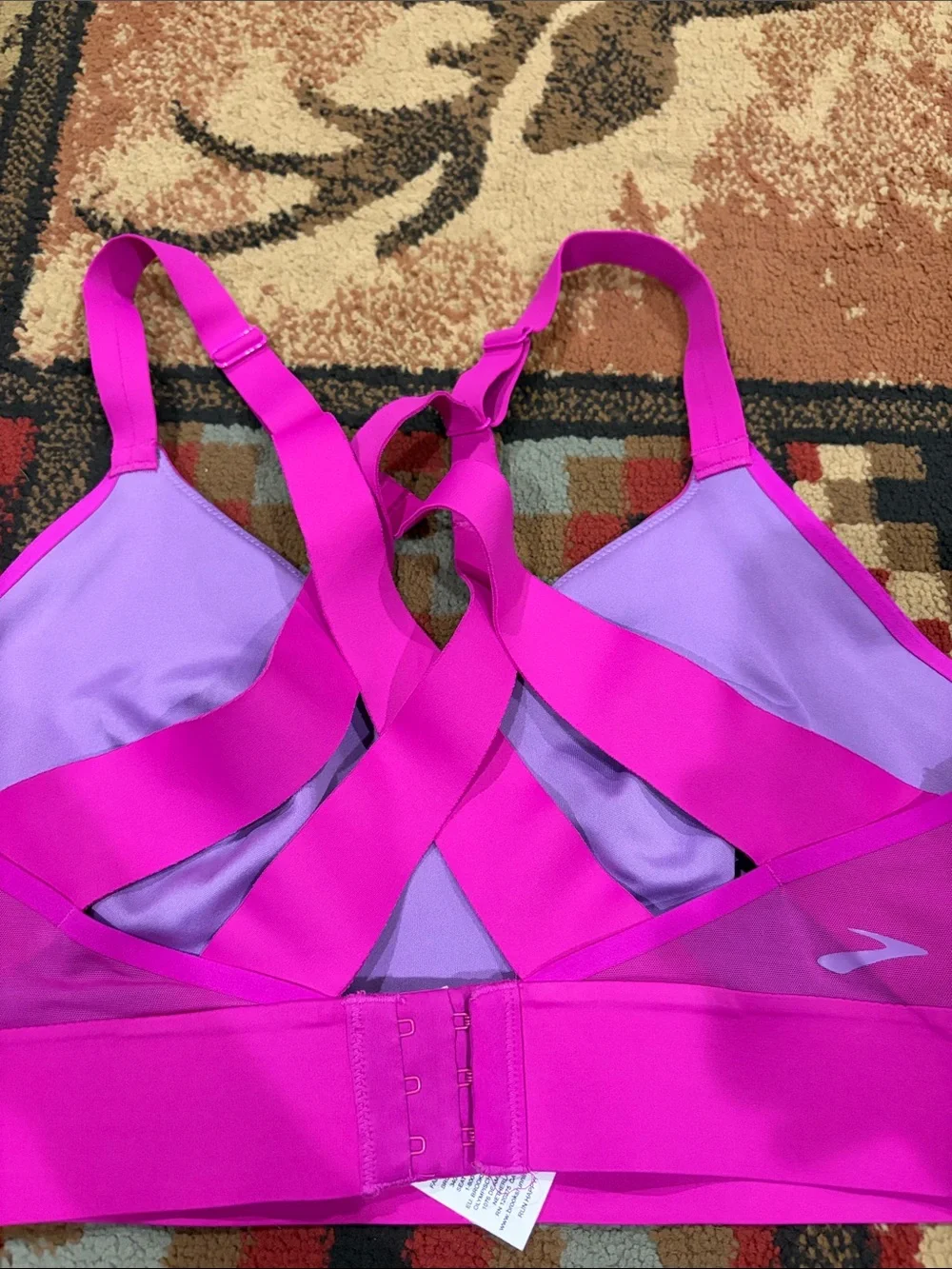 Womens hot pink Brooks drive interlace strappy sports bra